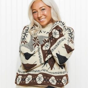 Mixed Print Fall Sweater